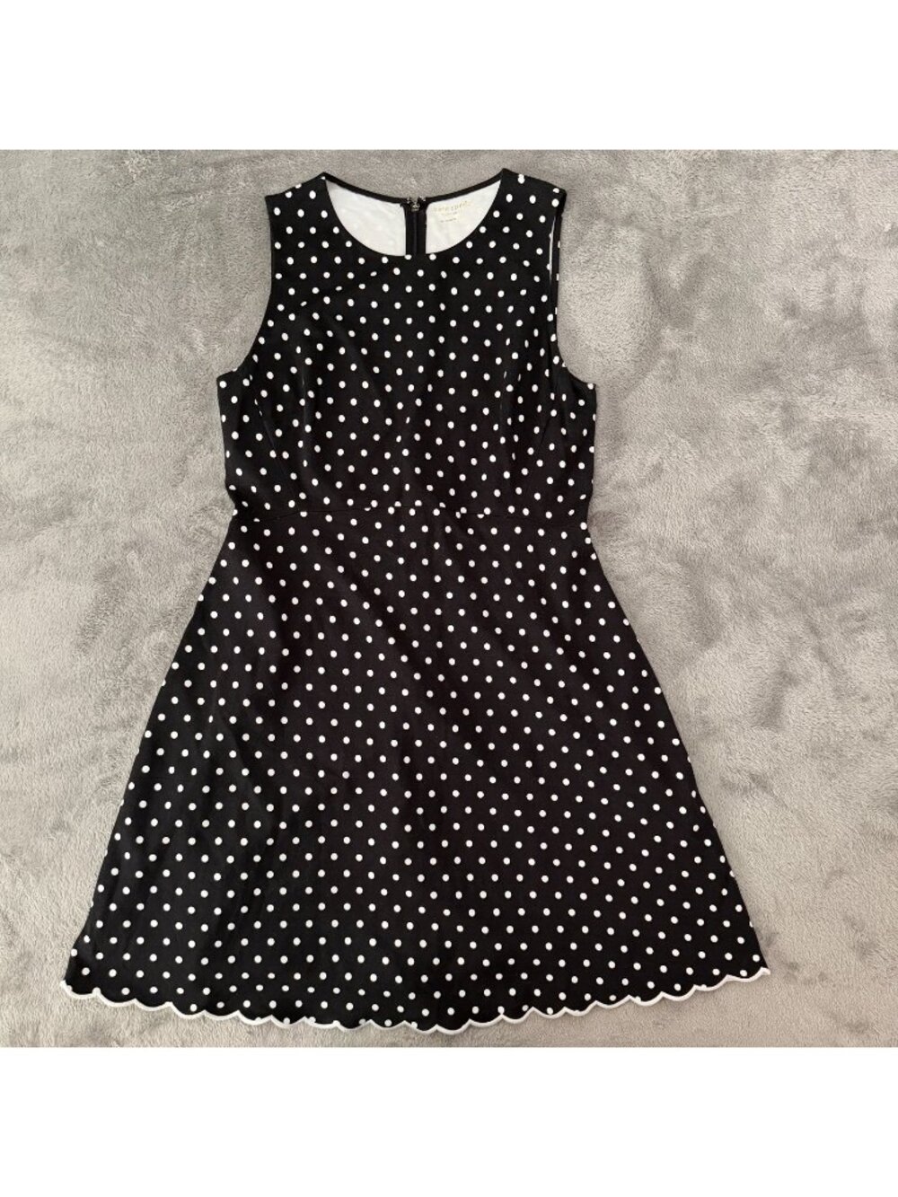 Kate Spade Cabana Sleeveless Black White Polka Dot Ponte Knit Dress 12